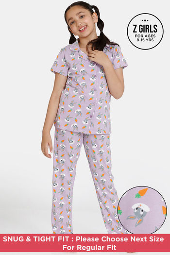 Buy Zivame Girls Looney Tunes Knit Cotton Pyjama Set - Lilac Breeze
